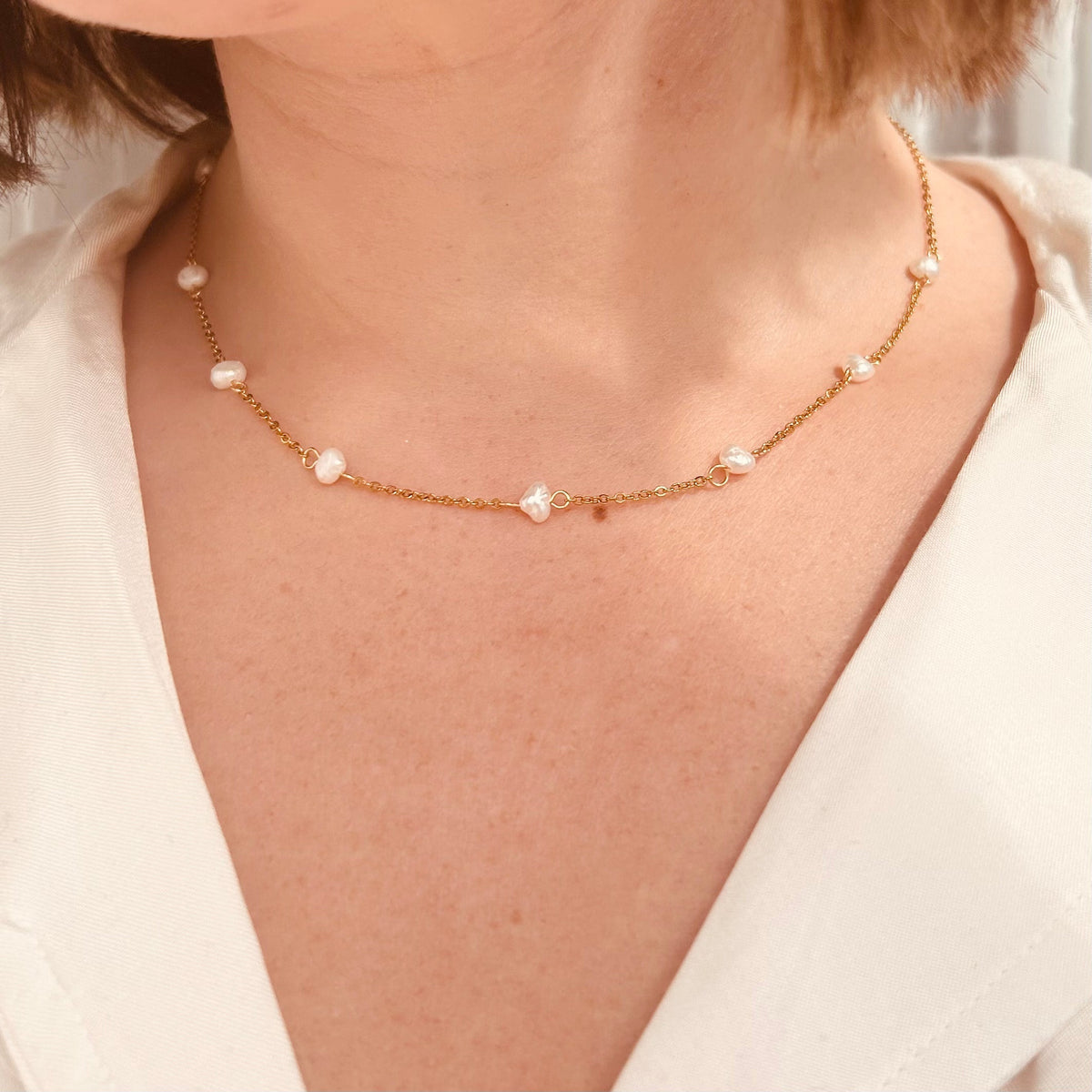Gold Pearl Necklace - Daily Necklace