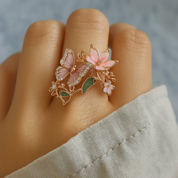 Meliora – Glittering Butterfly Ring featuring Zircon