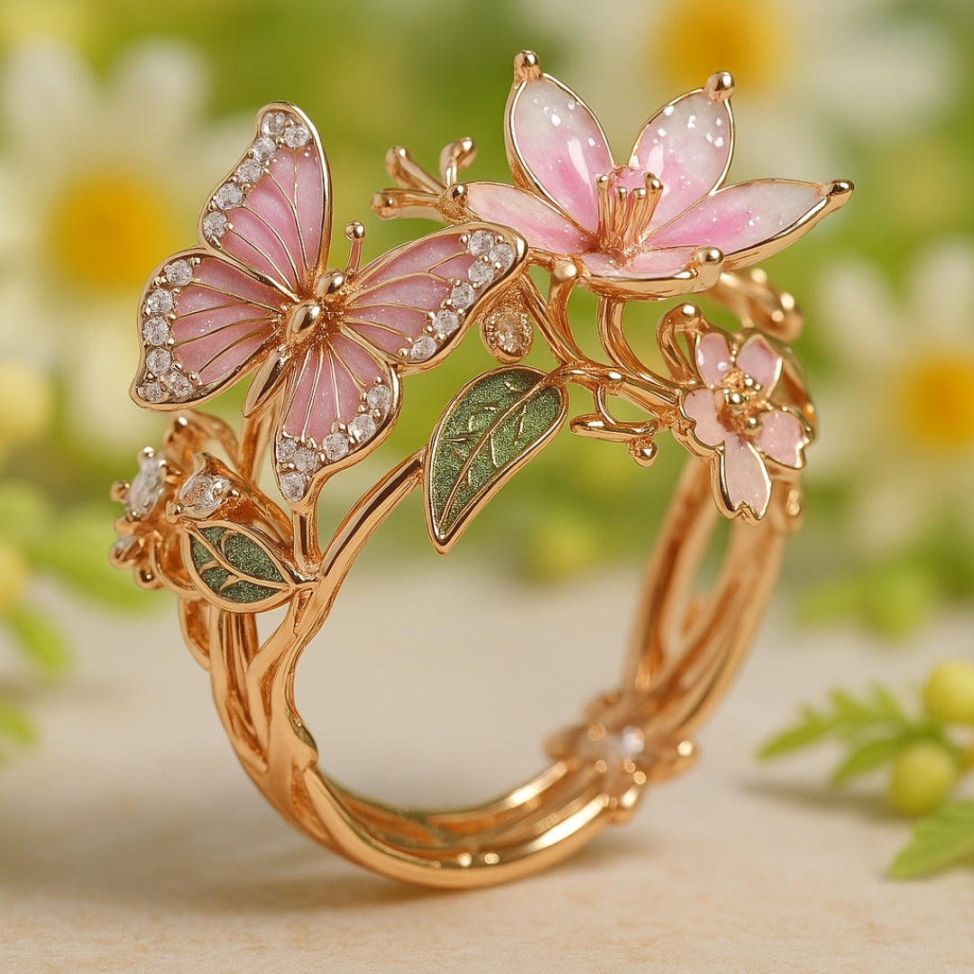 Meliora – Glittering Butterfly Ring featuring Zircon