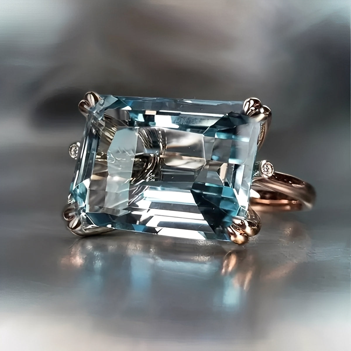 Nadine – Classic Gold Ring featuring Blue Zircon