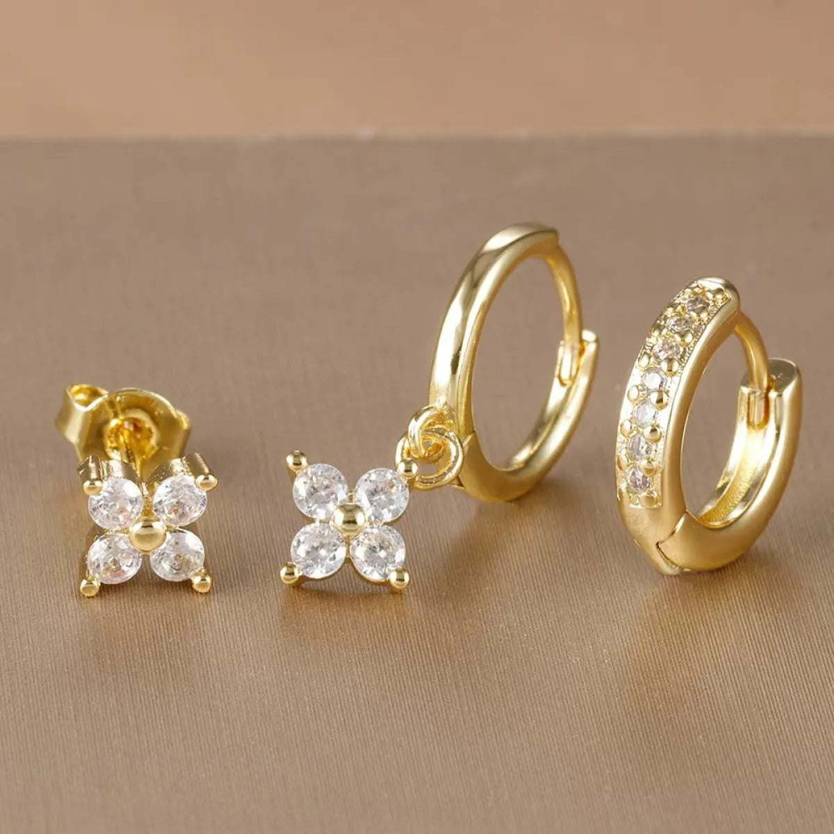 Mariana – Three-piece stud earring set featuring zirconia