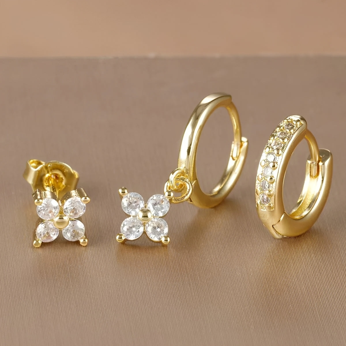 Selena – Earring Set with Clip and Zirconia
