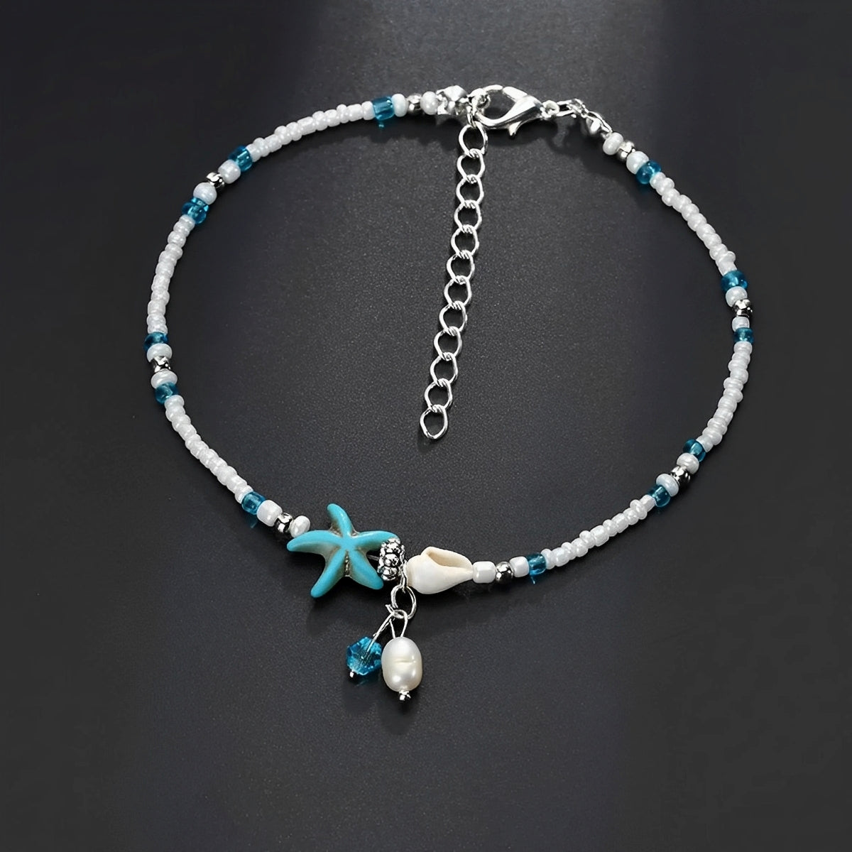 Isla – Ankle Bracelet Featuring Star, Shell, and Natural Stones