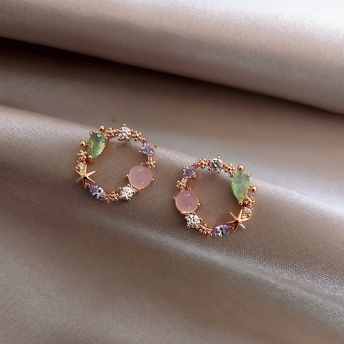 Florina – Flower Earrings crafted from Crystal and Rose Gold
