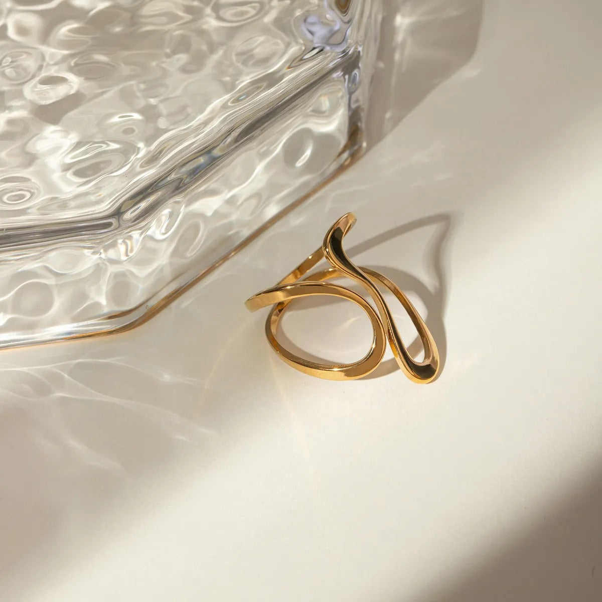 Dori – Open Irregular Gold Plated Spiral Ring