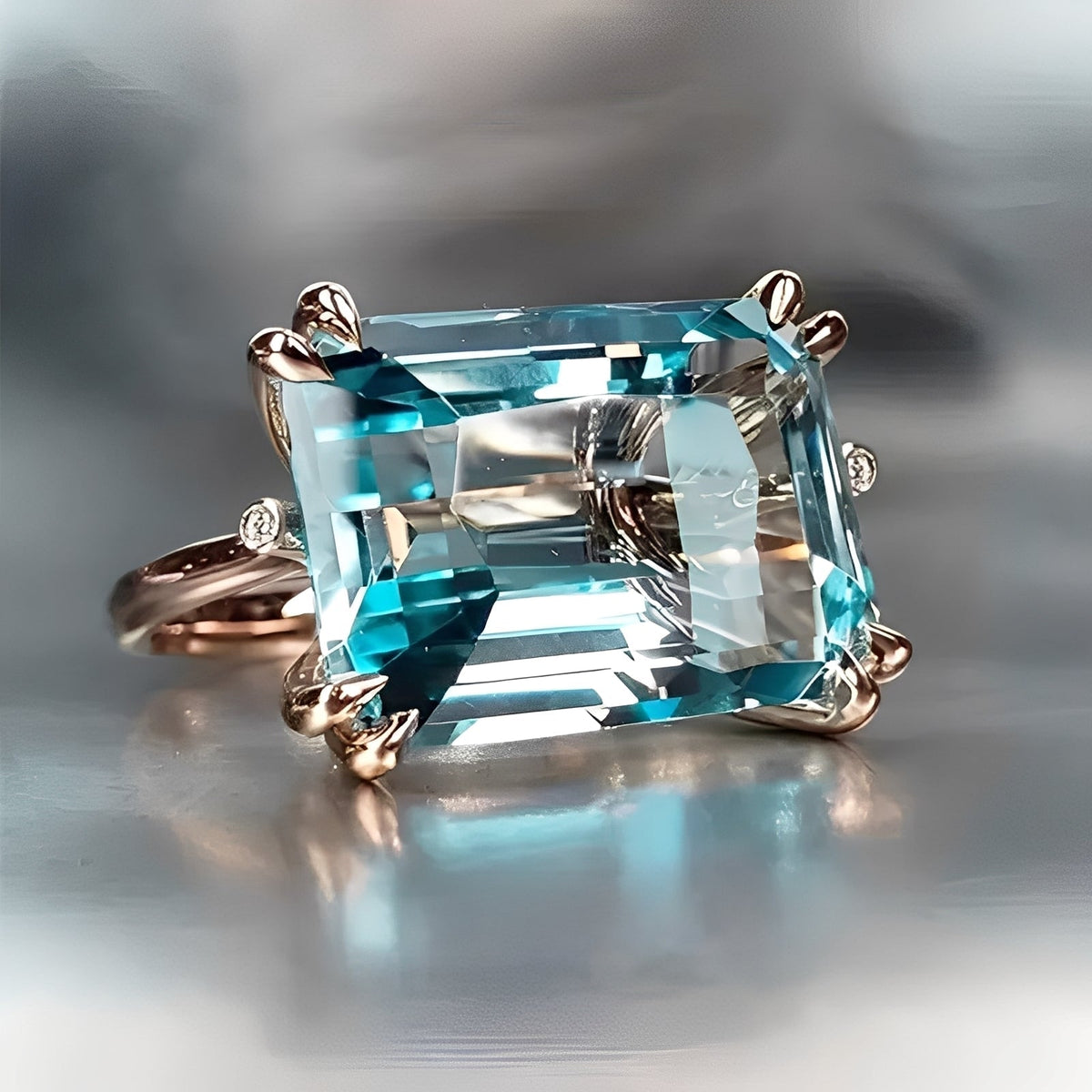 Nadine – Classic Gold Ring featuring Blue Zircon