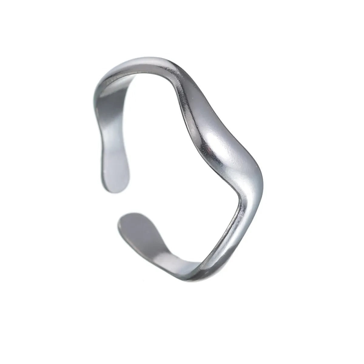 Theva – Open Water Wave Ring in Titanium Steel