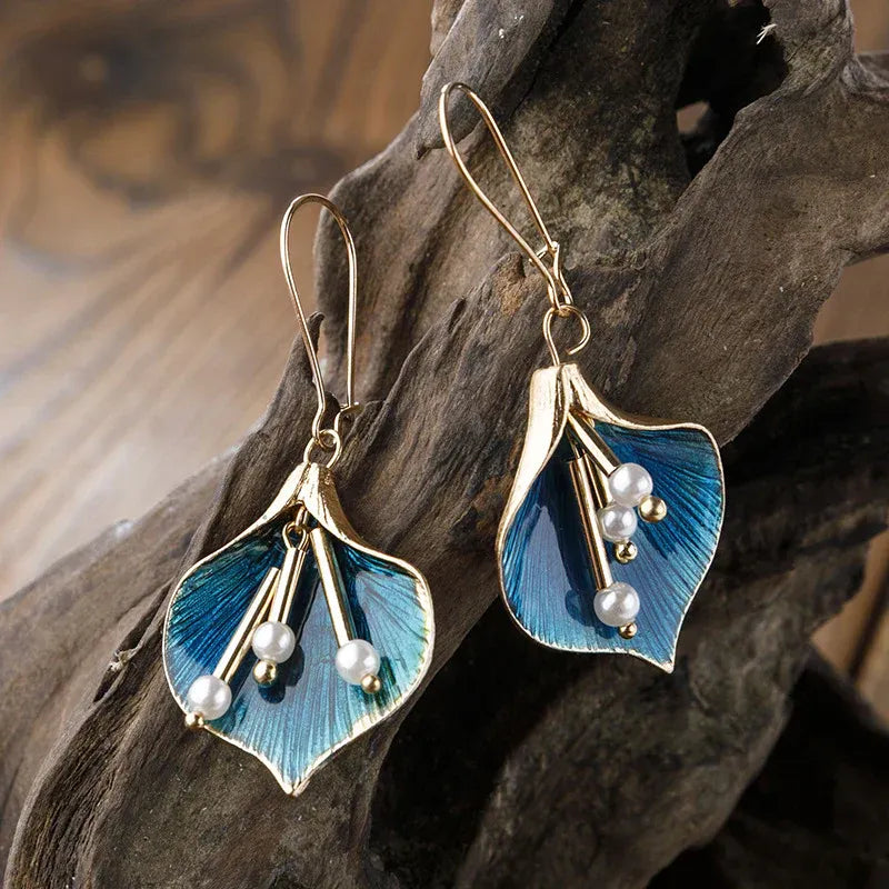 Yara – Blue Lotus Earrings from Vintage Metal