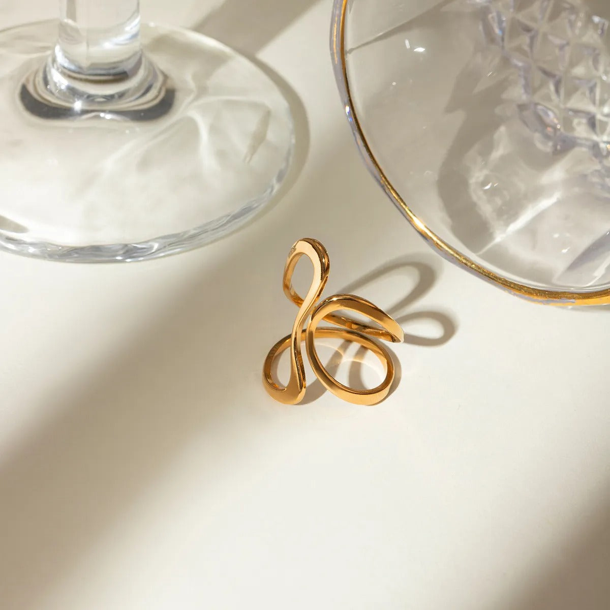 Dori – Open Irregular Gold Plated Spiral Ring