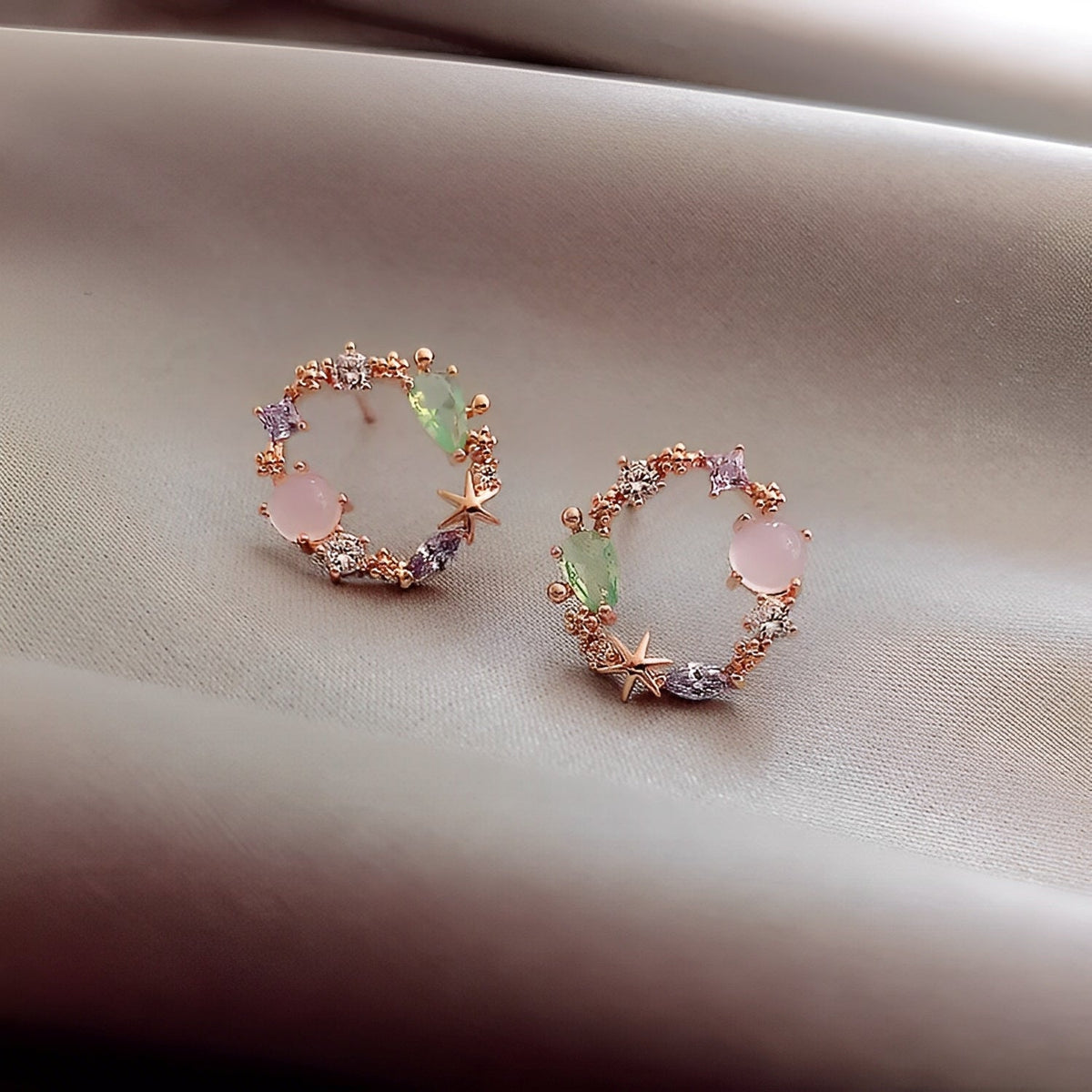 Florina – Flower Earrings crafted from Crystal and Rose Gold