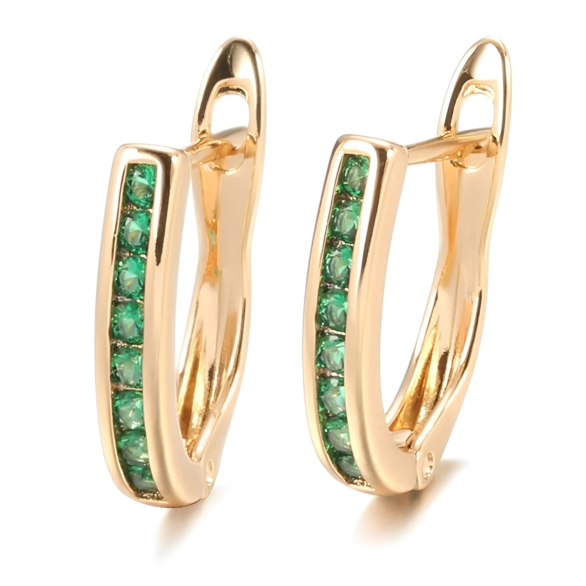 Christine – Gold Earrings Featuring Emerald and Diamond