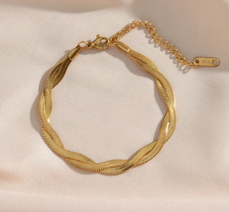 Alina – Set Necklace & Bracelet Elegant Gold Braided
