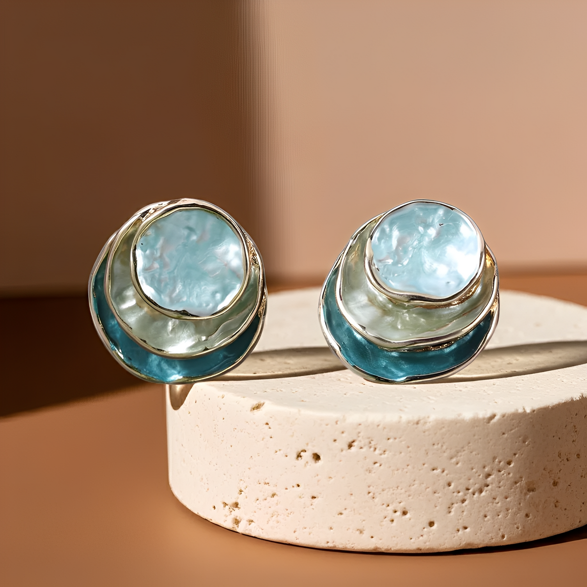 Mireya – Vintage Round Earrings Hand-Painted in Layers