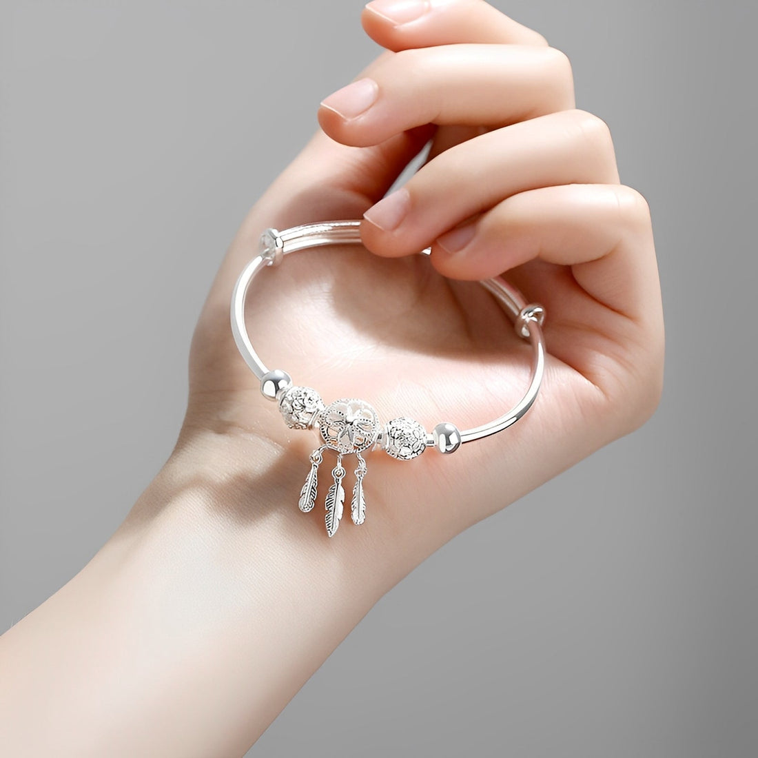 Aiyana – Adjustable Dreamcatcher Bracelet Crafted from 925 Silver