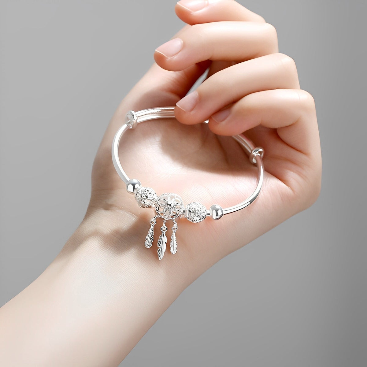 Aiyana – Adjustable Dreamcatcher Bracelet Crafted from 925 Silver