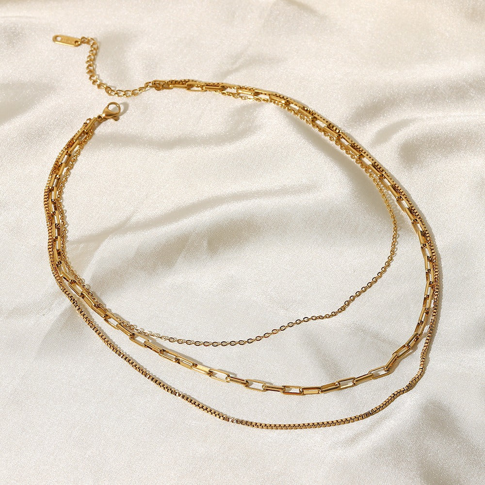 Lena – Gold-Plated Necklace with 3 Rows