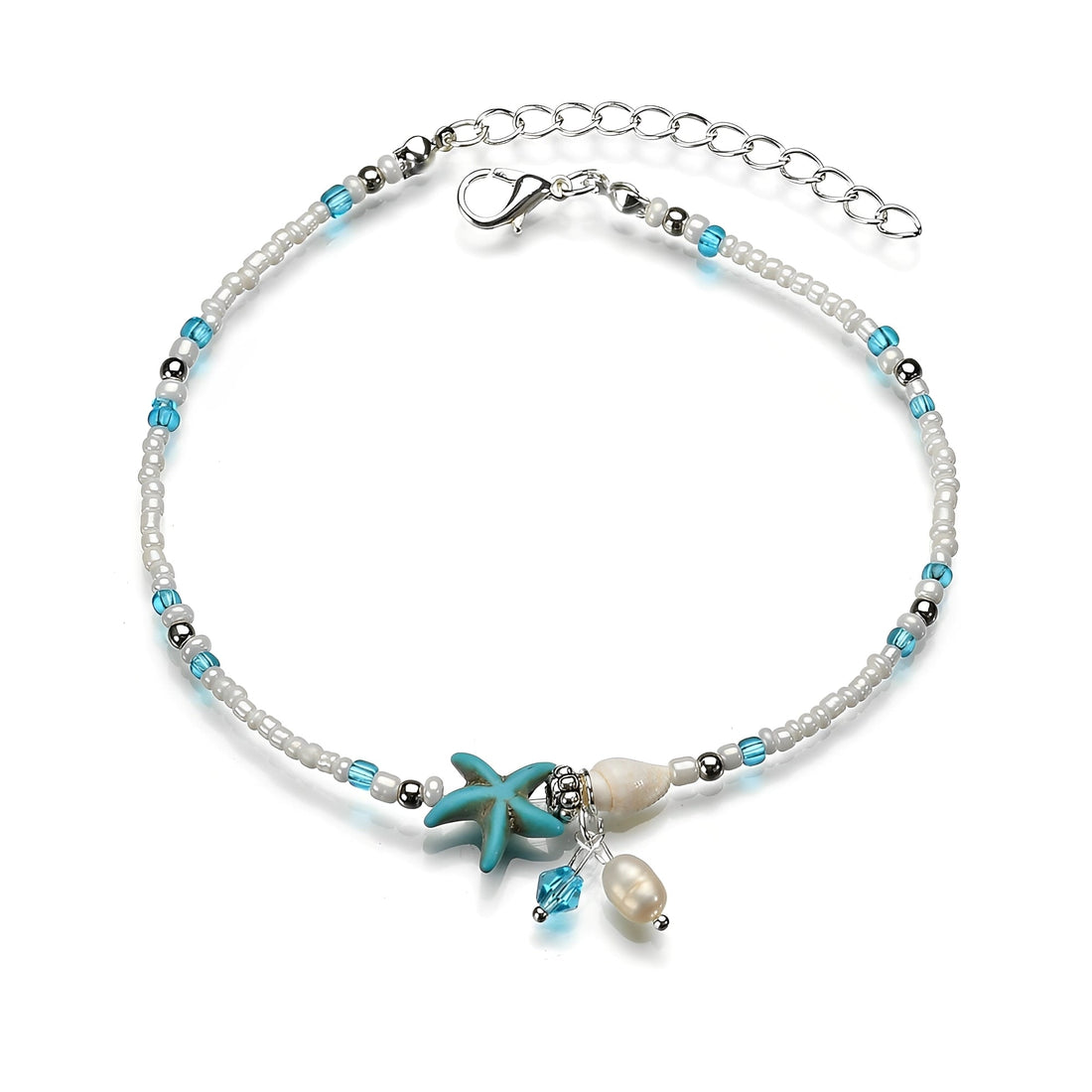 Isla – Ankle Bracelet Featuring Star, Shell, and Natural Stones