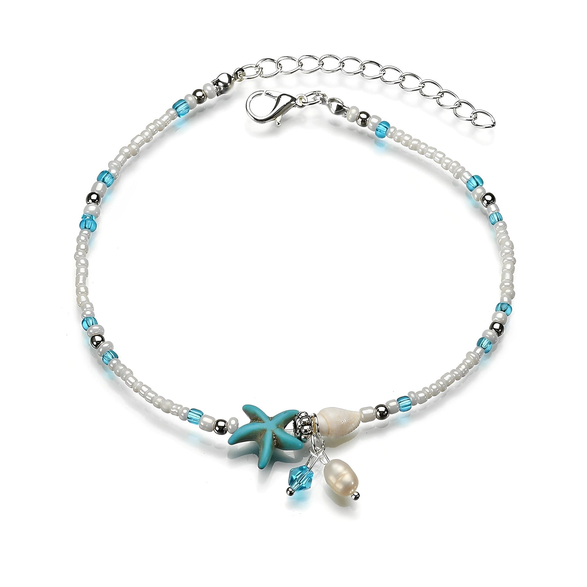 Isla – Ankle Bracelet Featuring Star, Shell, and Natural Stones