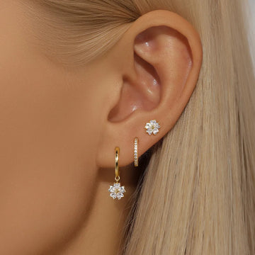 Ayaka – Set with Crystal Flower Earrings
