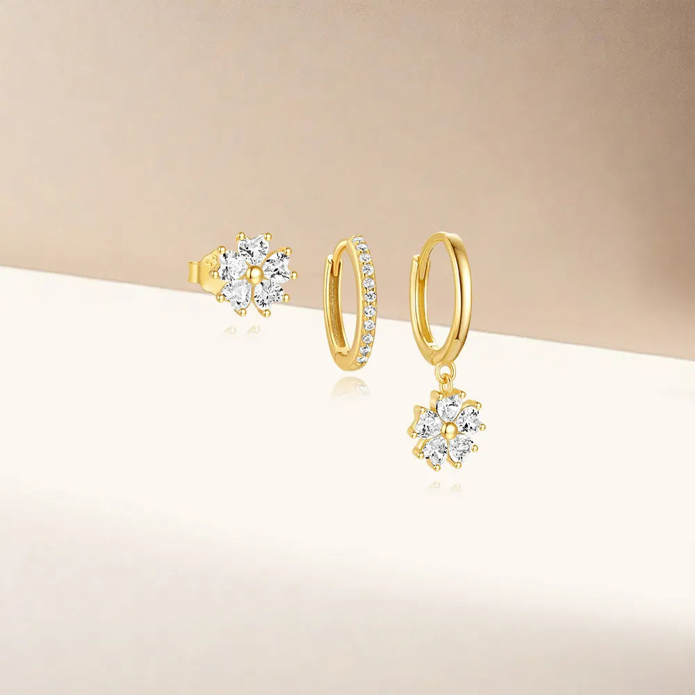 Ayaka – Set with Crystal Flower Earrings
