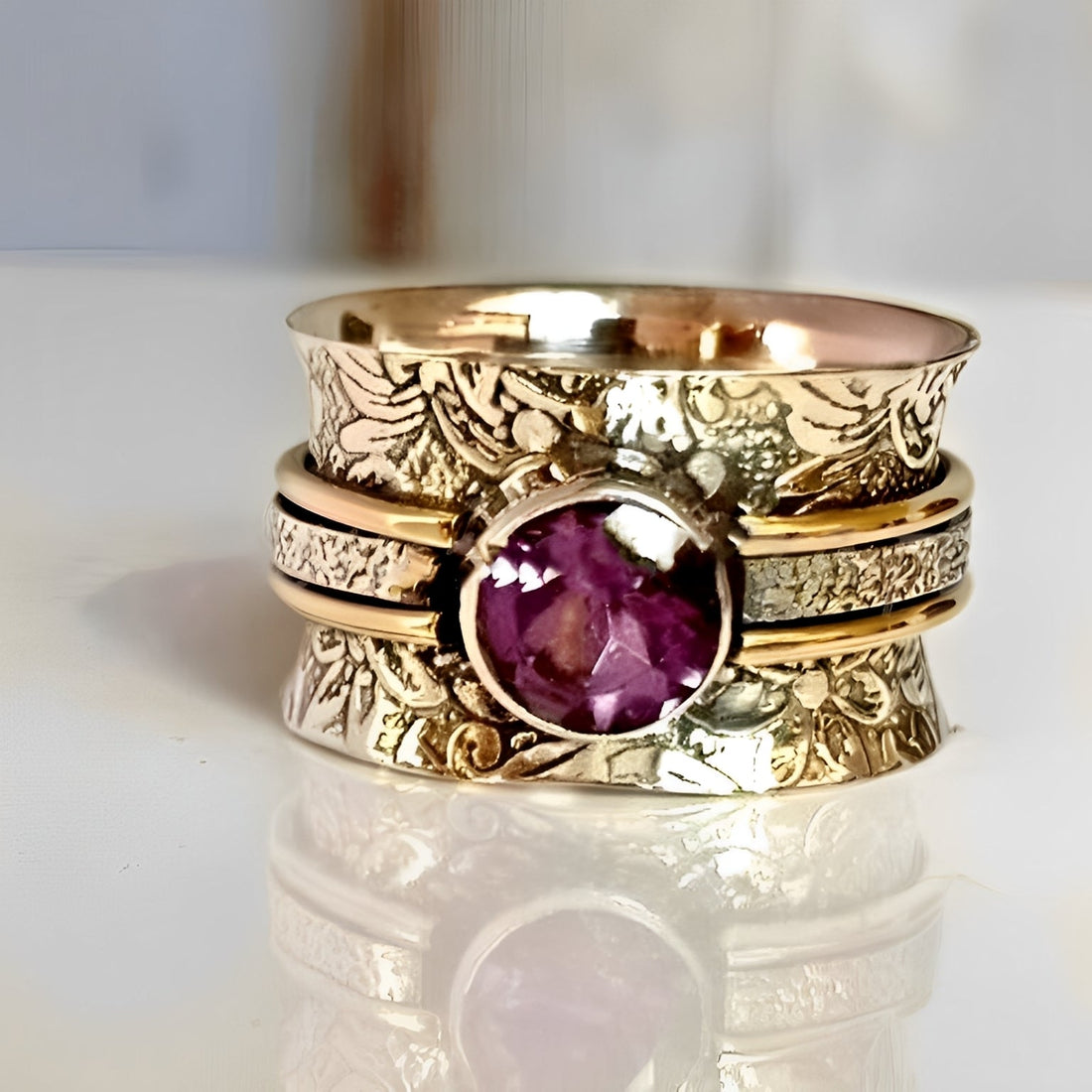 Elanya – Boho Meditation Ring Featuring Crystal