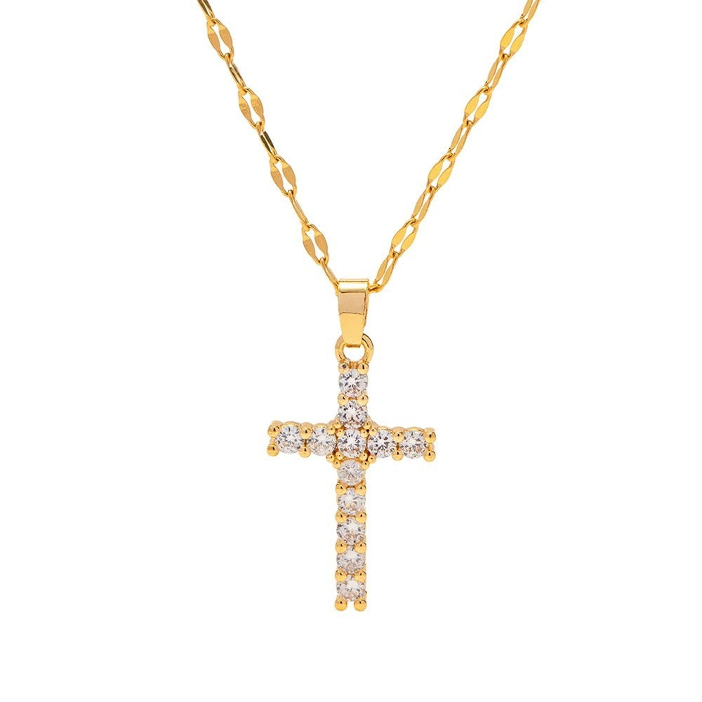 Noah – Gold-Plated Necklace with Zirconia Cross
