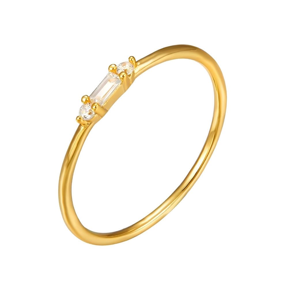 Petite Baguette - Subtle Round CZ Ring