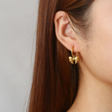 Carla – Bow Hoop Earrings Gold Plated