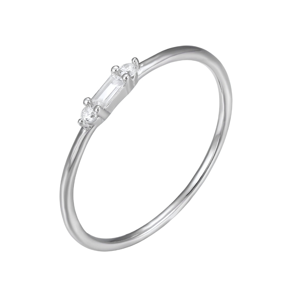 Petite Baguette - Subtle Round CZ Ring