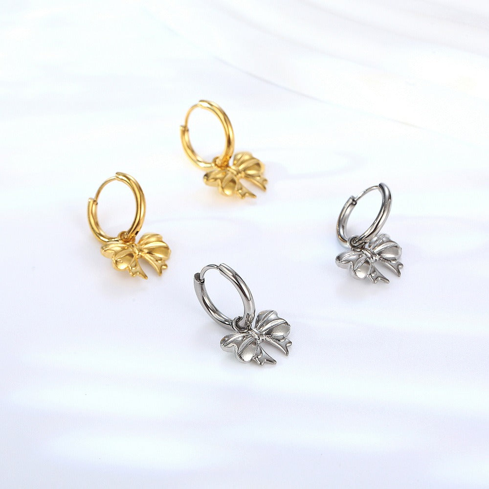 Carla – Bow Hoop Earrings Gold Plated