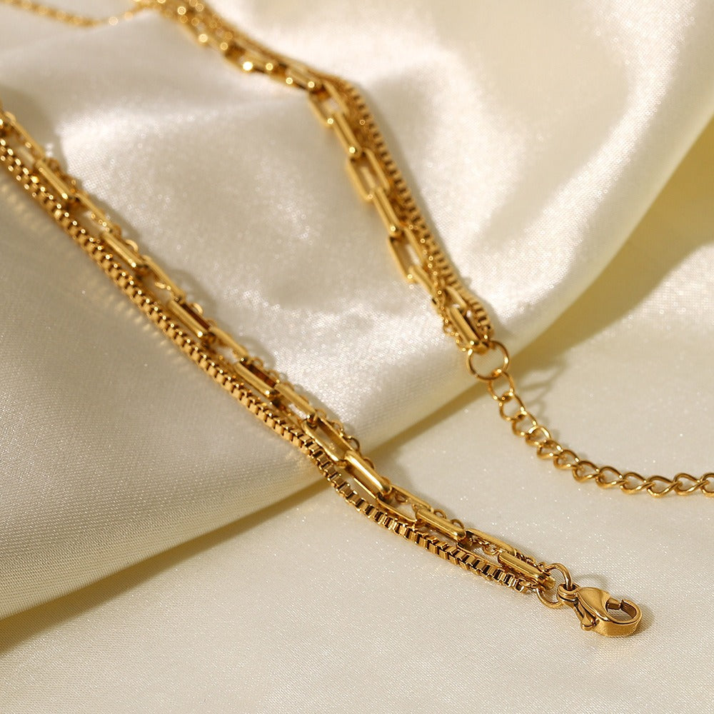 Lena – Gold-Plated Necklace with 3 Rows