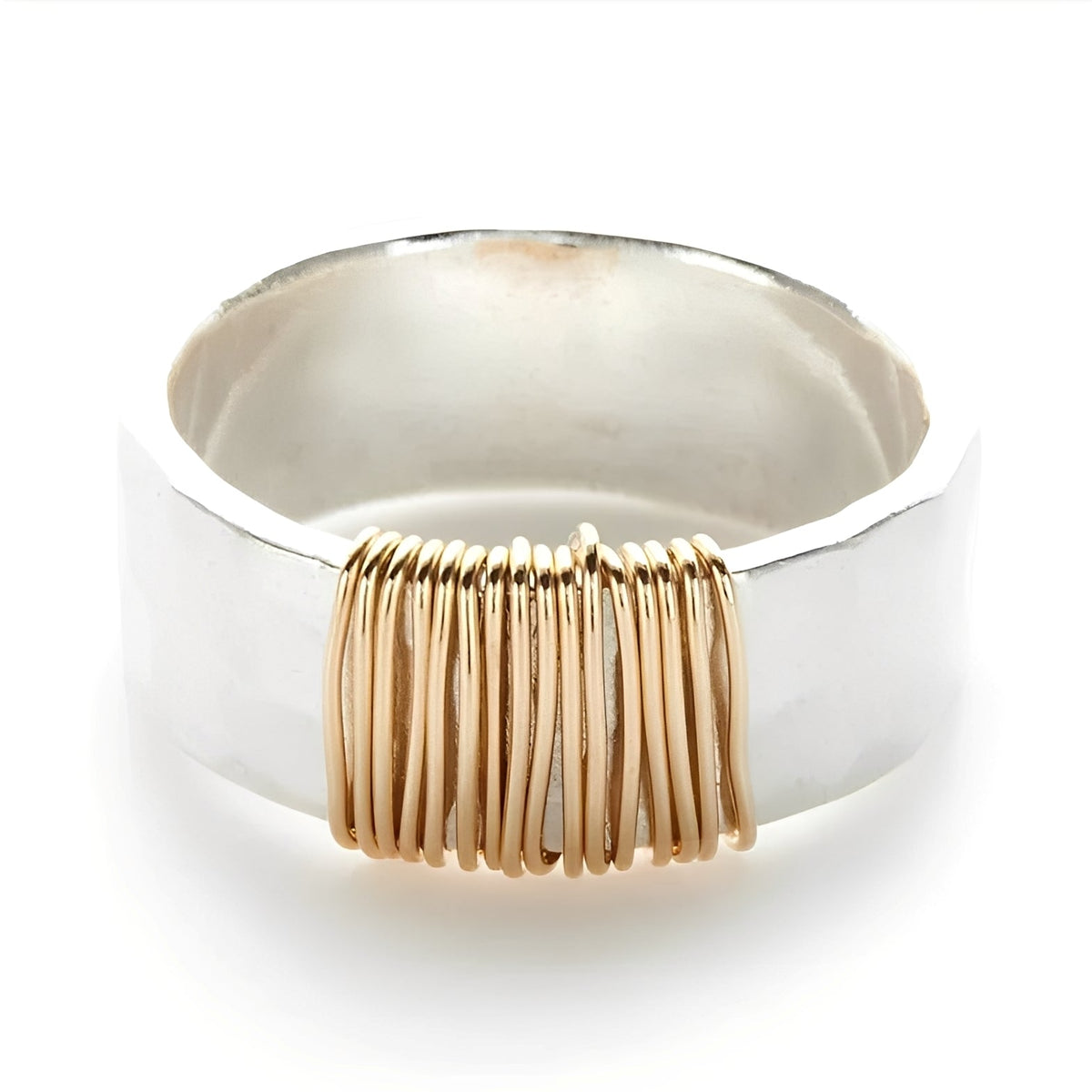 Cecile – Stylish Silver Ring with Gold Threads