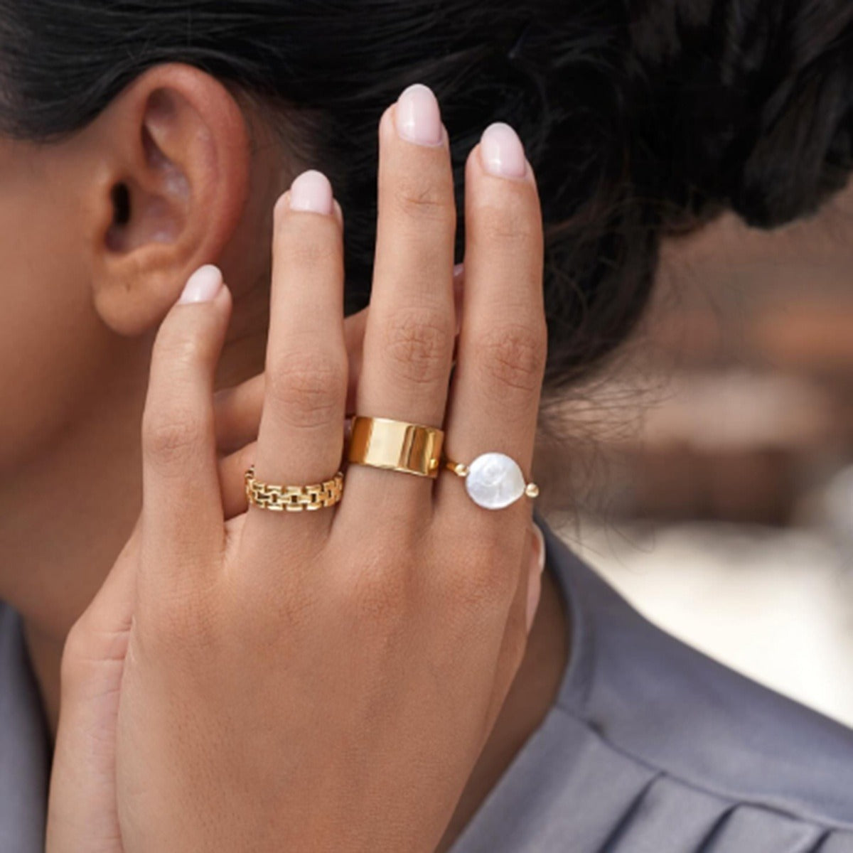 Sabby – Ring Twisted Design Baroque Pearl