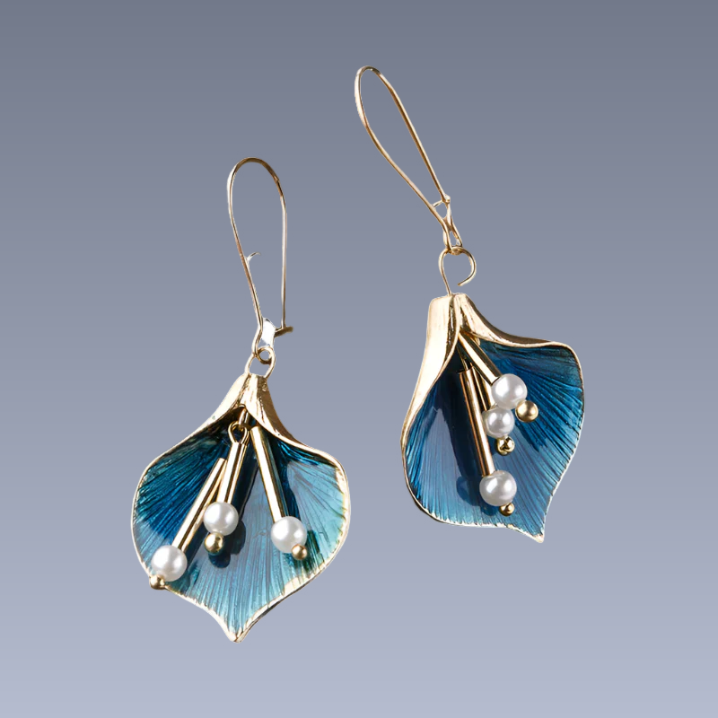 Yara – Blue Lotus Earrings from Vintage Metal