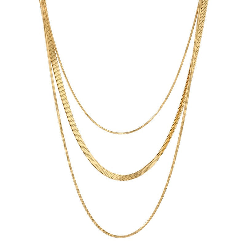 Ashley – Golden 3-Row Snake Chain Necklace