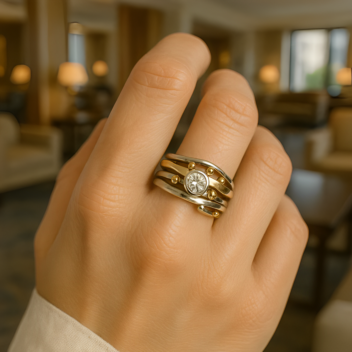 Dalia – Vintage Golden Ring with Set Zirconia