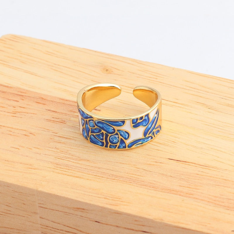 Kamille – Ring Camille Large Blue Leaf Design