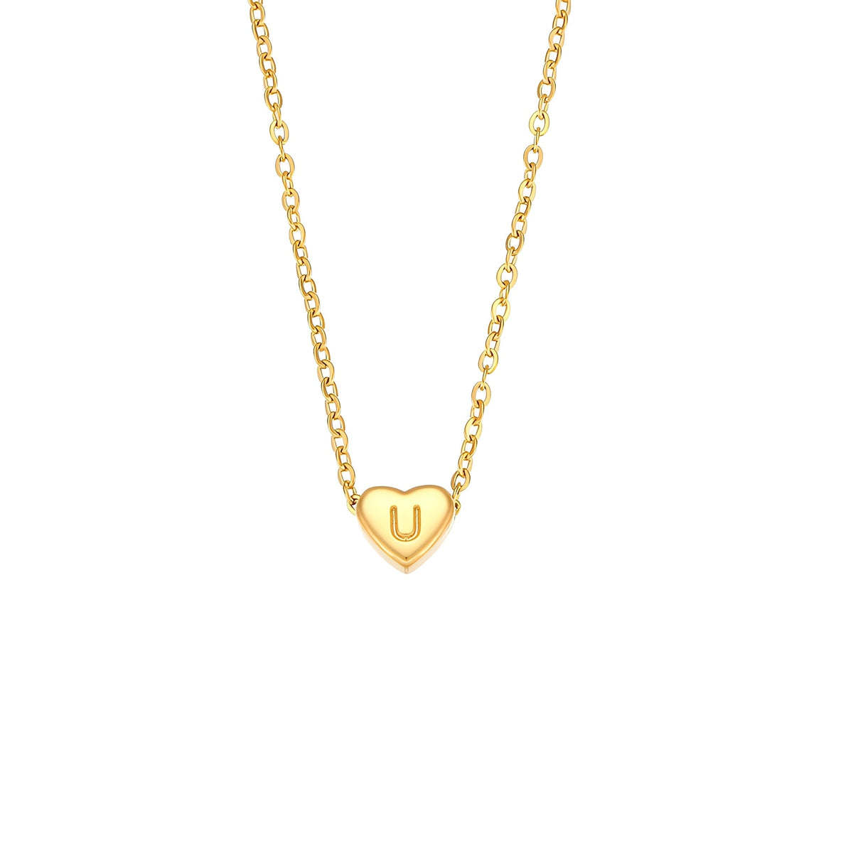 Amora – Heart Initials Necklace in Gold