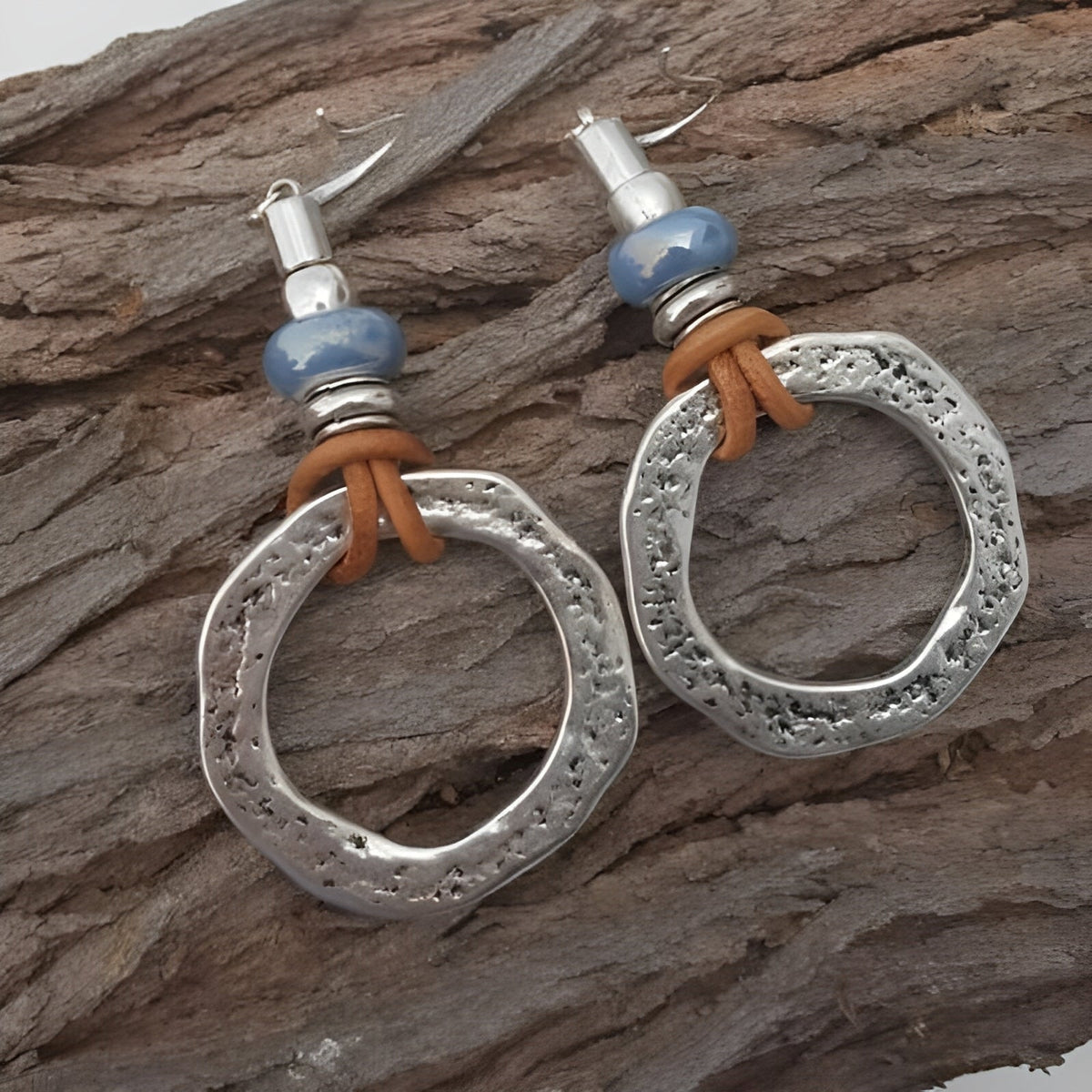 Mira – Silver Circular Earrings in Boho Vintage Style