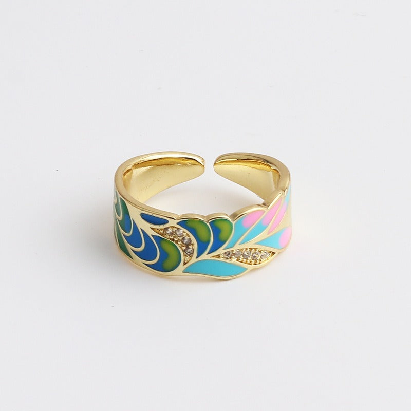 Kamille – Ring Camille Large Blue Leaf Design