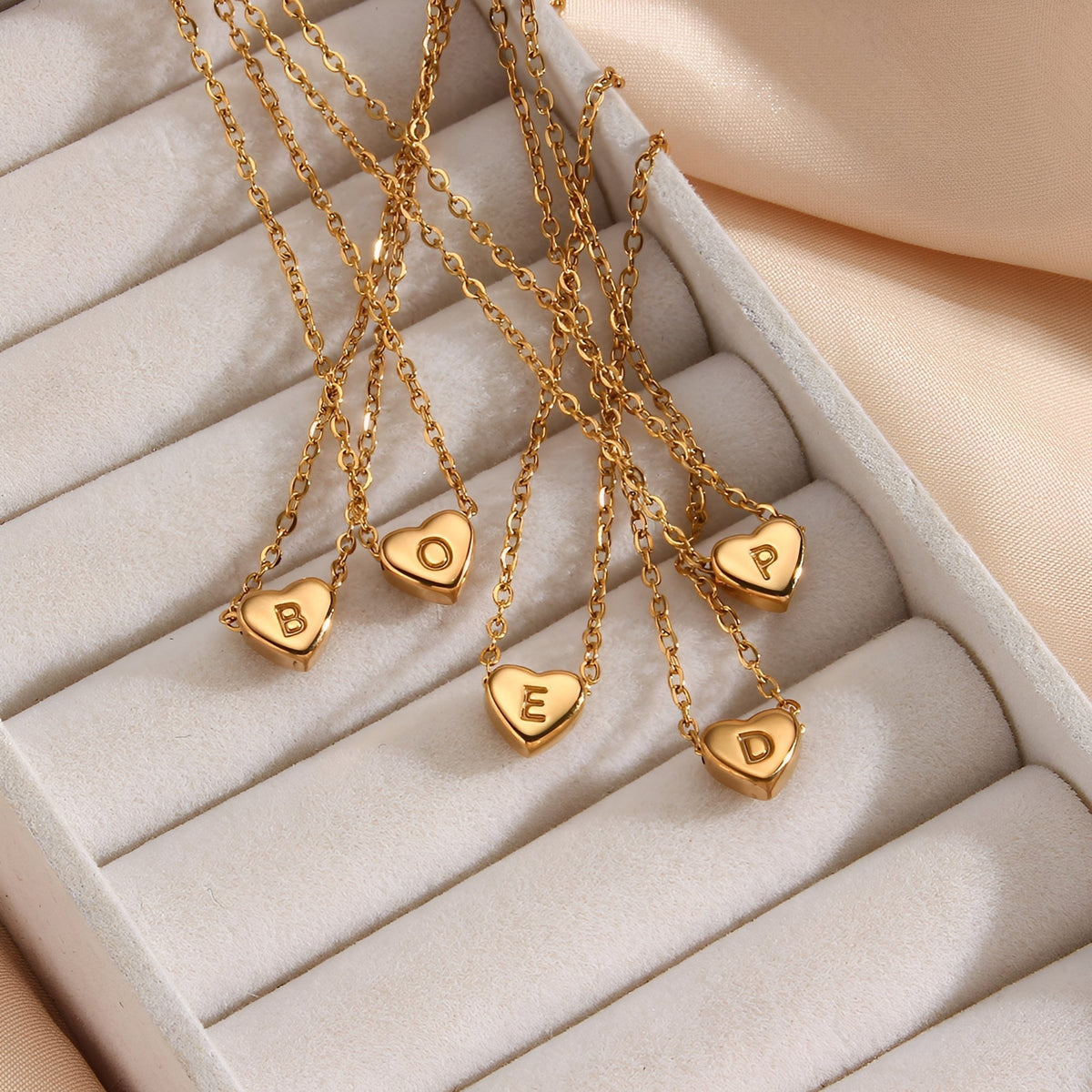 Amora – Heart Initials Necklace in Gold