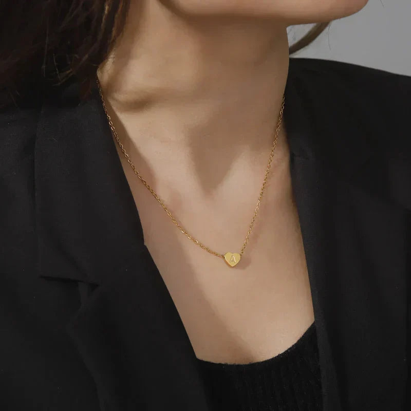 Heart - Initial Gold Necklace