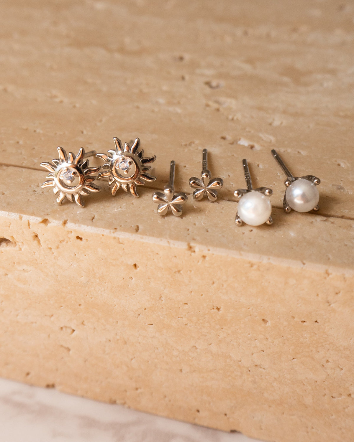 Mini Flower Stud Earrings Crafted from Sterling Silver