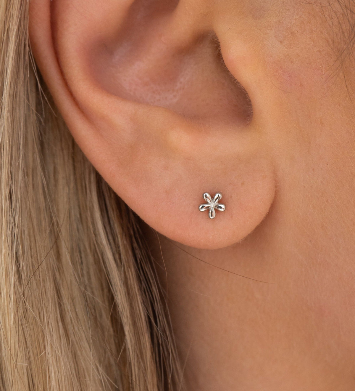 Mini Flower Stud Earrings Crafted from Sterling Silver