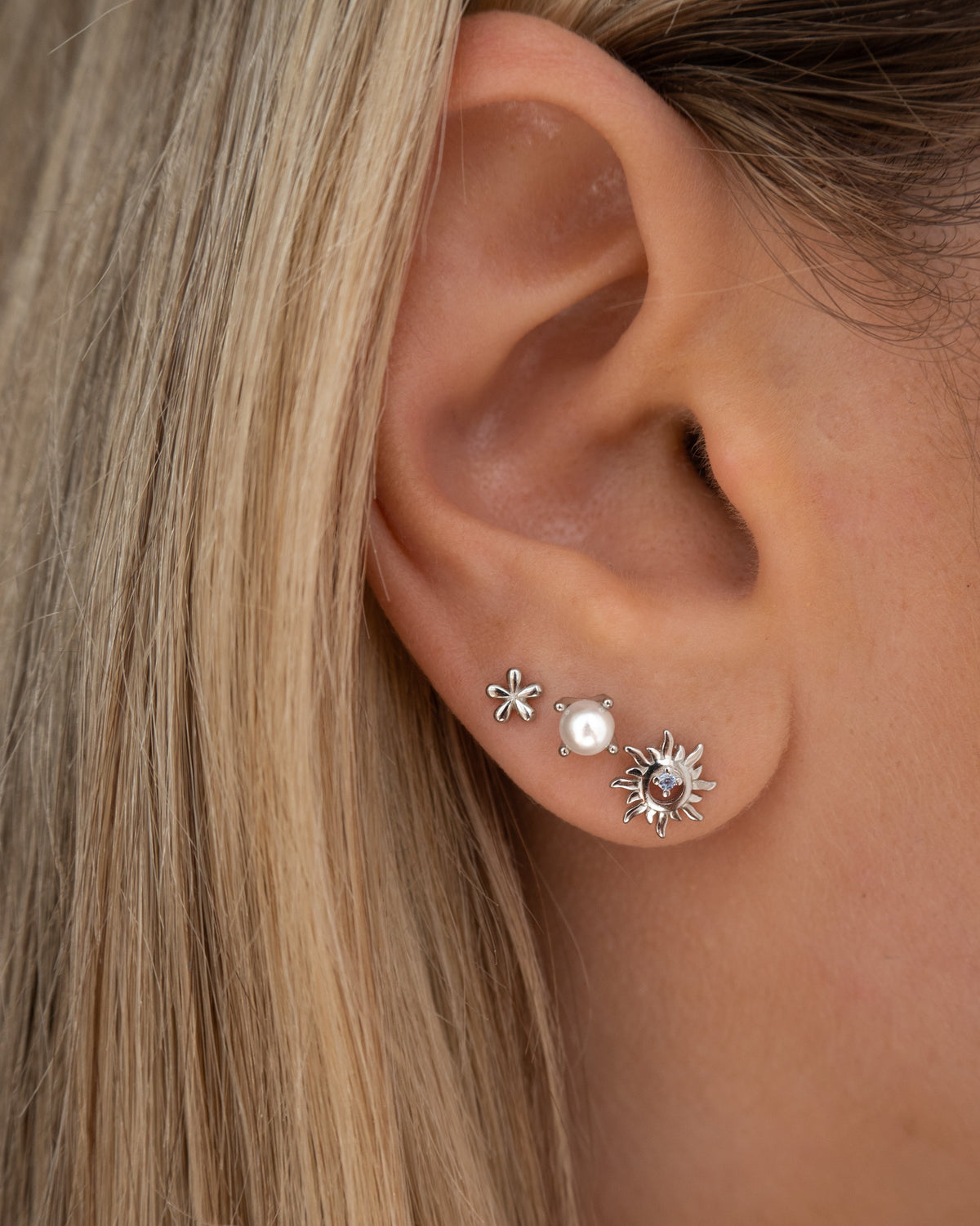Mini Flower Stud Earrings Crafted from Sterling Silver