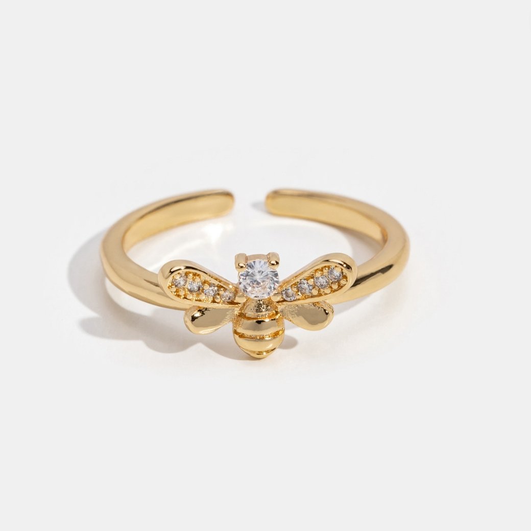 Laila - Crystal and Gold Bee Ring