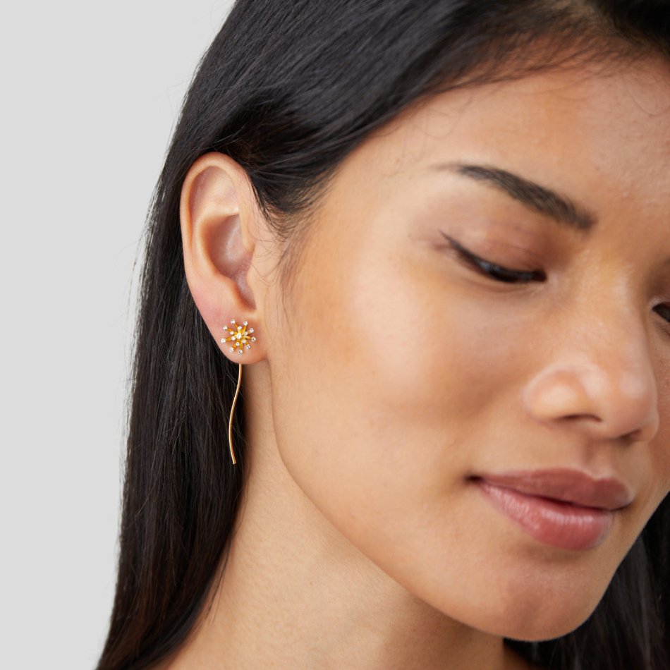 Wish for Something Dandelion 18K gold earrings
