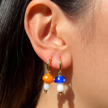 Kira - Hoop Earring with Blue Mushrooms