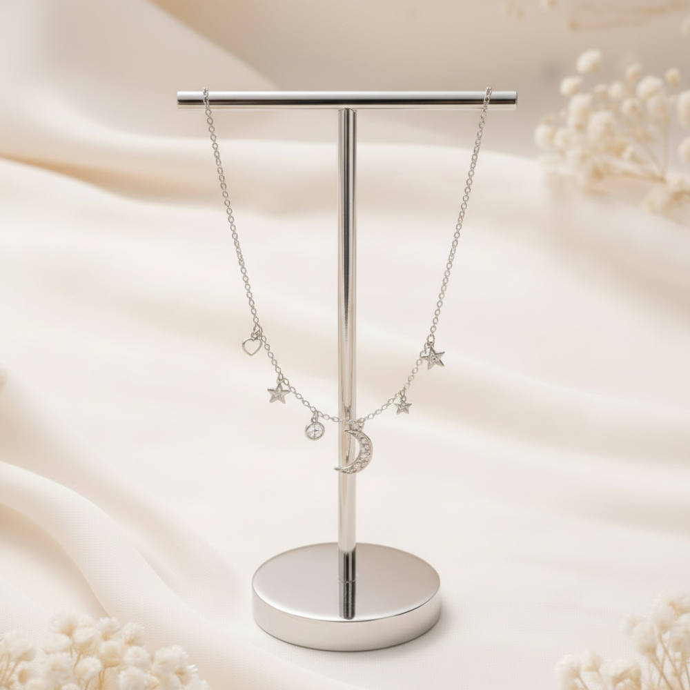 Silver Stainless Steel Charm Necklace