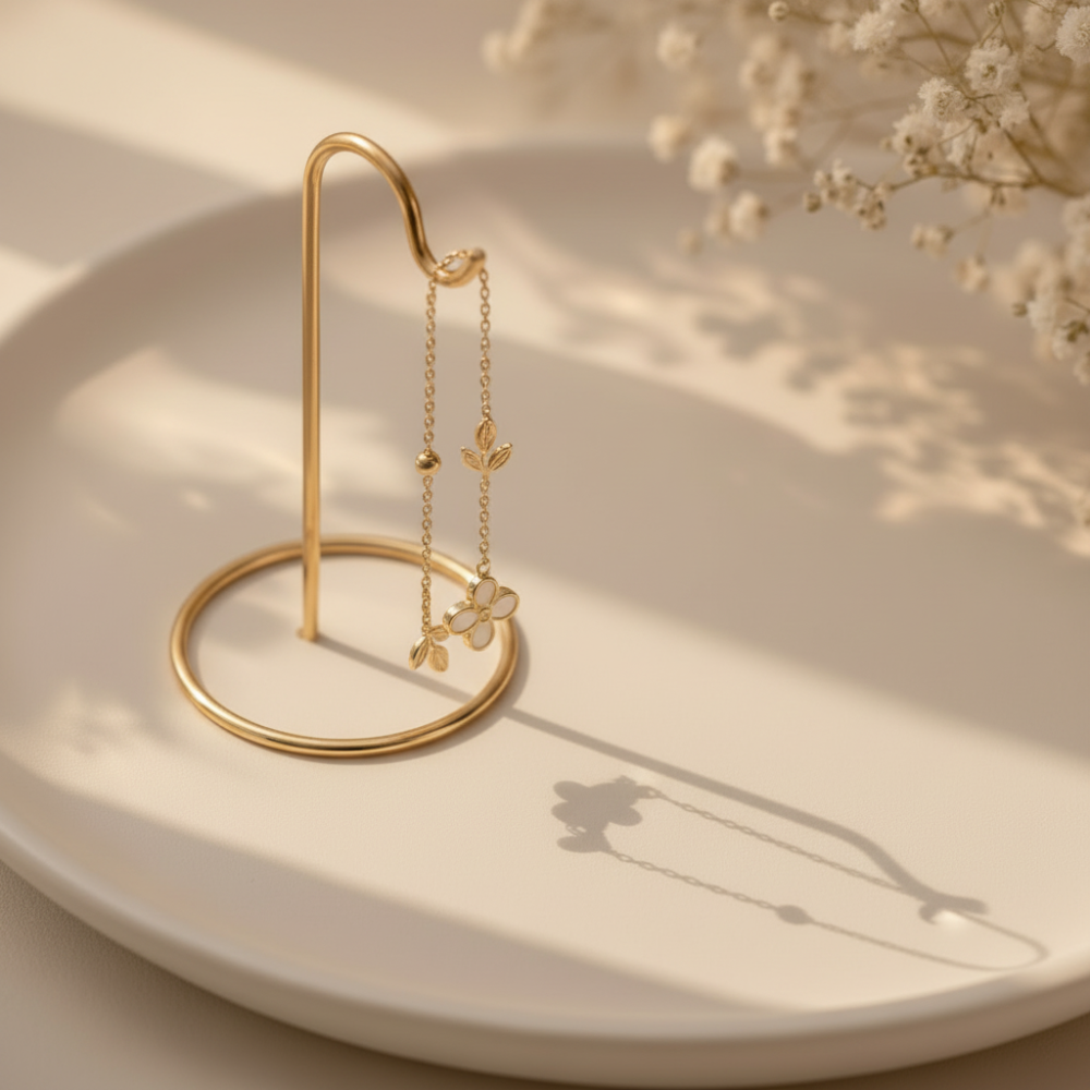 Gold Stainless Steel Flower Bracelet